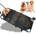 Black aluminium alloy large pet stretcher for emergency dog transfer on a solid background.