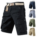 Cotton blend cargo shorts with multiple pockets in loose fit showing army green colour option