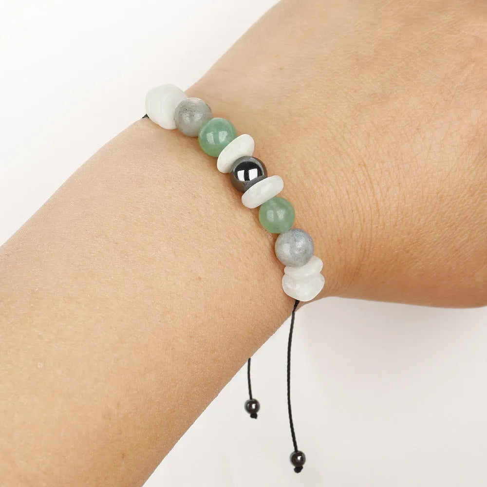 Handmade geometric stone bracelet with wax line construction in colour 3906