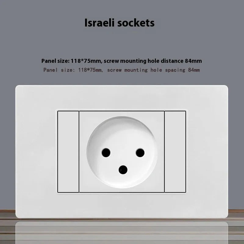 White 118 type 16A Israel socket panel with flame retardant protection and phosphor bronze conductors