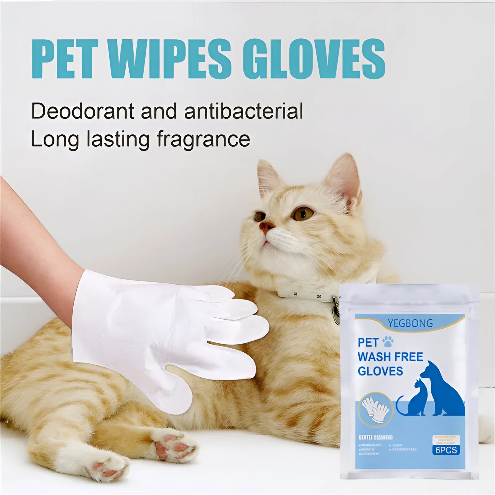 Bag of 6 disposable aluminium foil gloves for pet grooming and no-bath cleaning