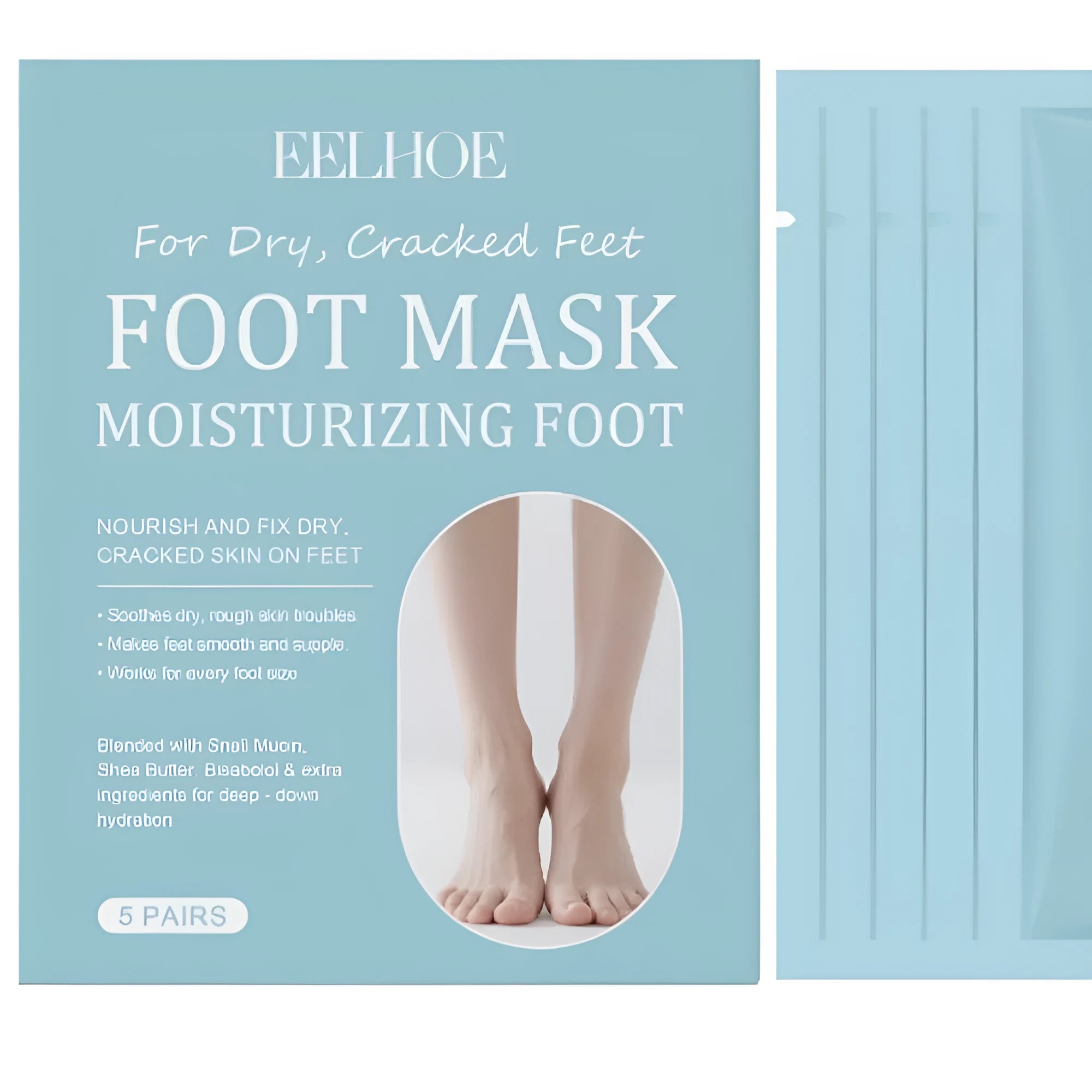 Exfoliating and moisturizing foot mask 5 pairs with snail mucin and shea butter