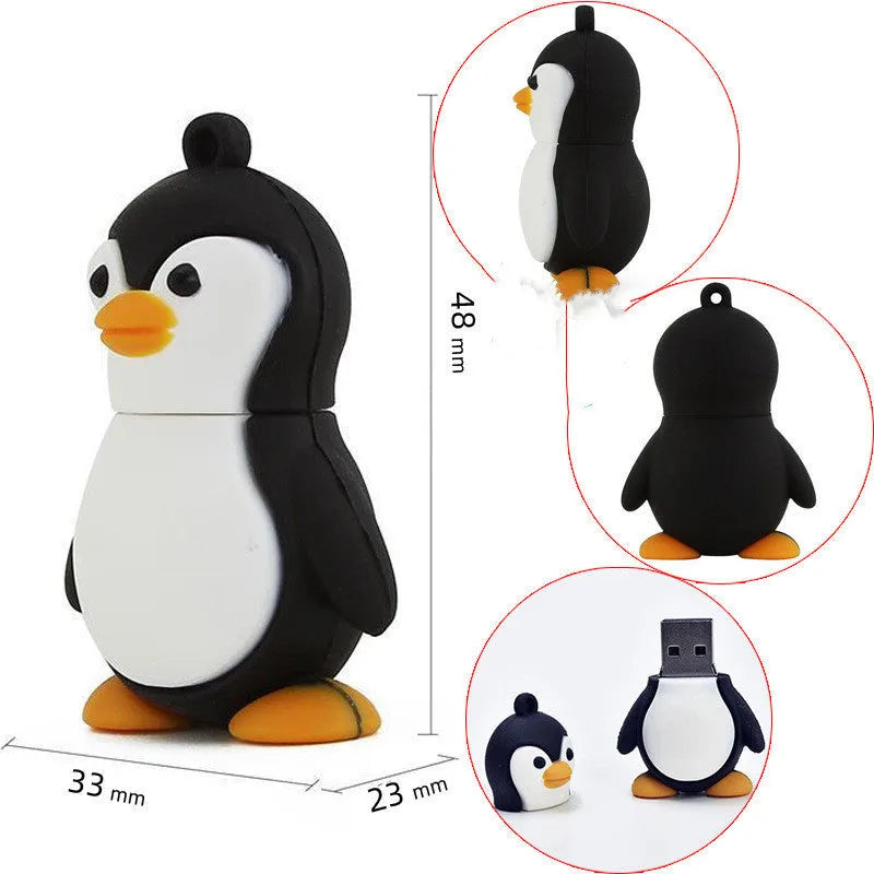 Cartoon Antarctic penguin USB 3.0 flash drive with PVC shell and small chain
