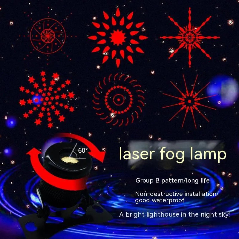 Universal vehicle laser fog lamp with aluminium housing for anti-collision warning.