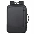 Men's large capacity waterproof Oxford cloth business backpack with curved shoulder straps in black