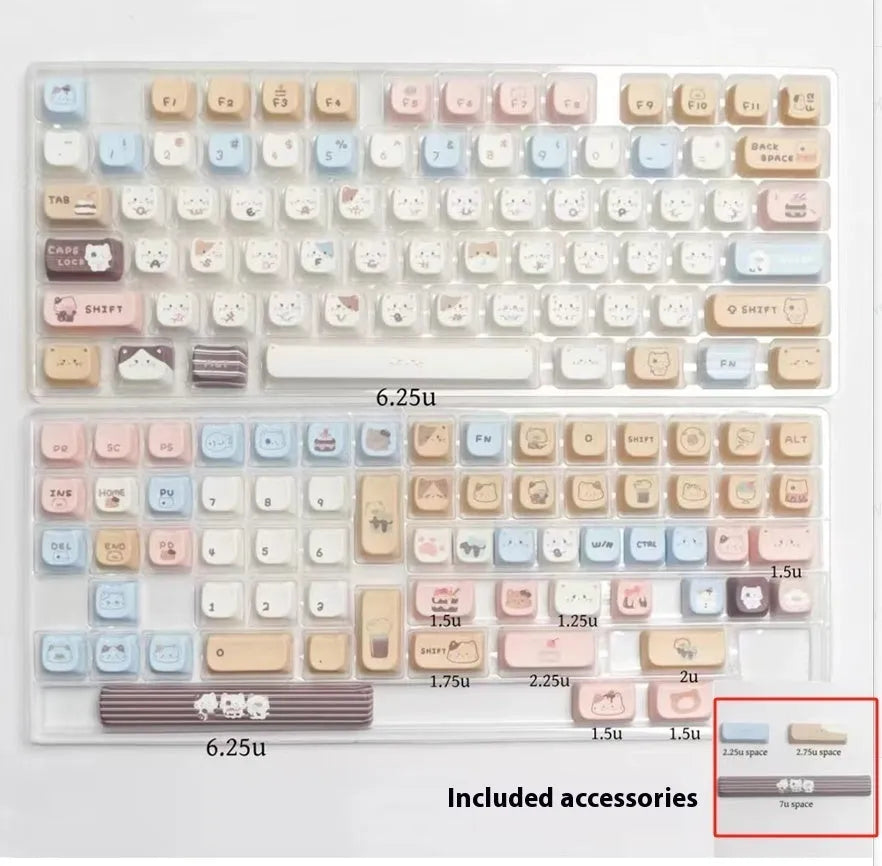 High Sea Salt Cat themed PBT keycap set for mechanical keyboards on a grey background.