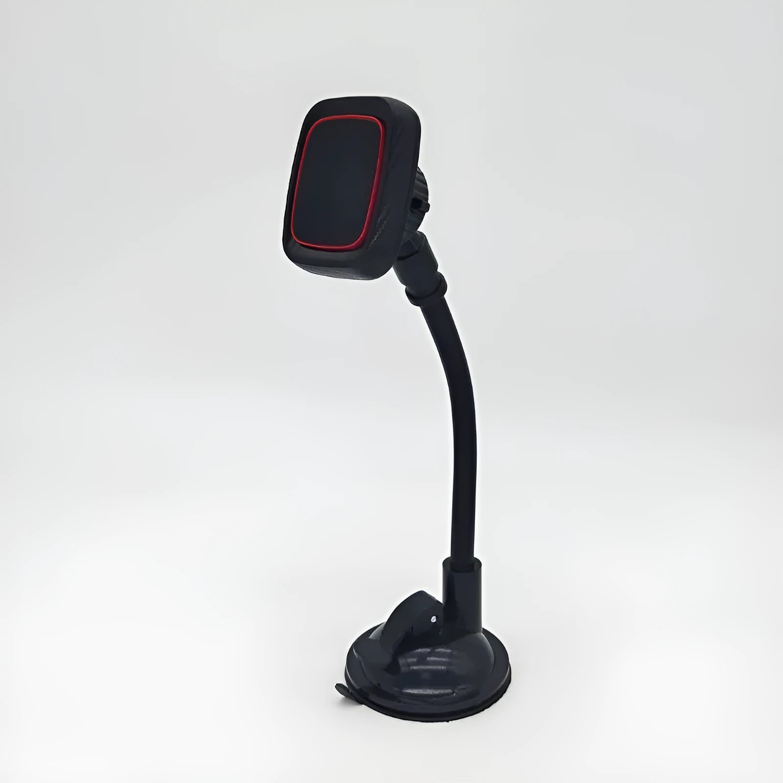 Black universal car phone holder mounted on vehicle air vent with adjustable clamp and 360-degree rotation mechanism