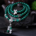 Natural green agate multi-layer bracelet with 6mm beads in three-circle design