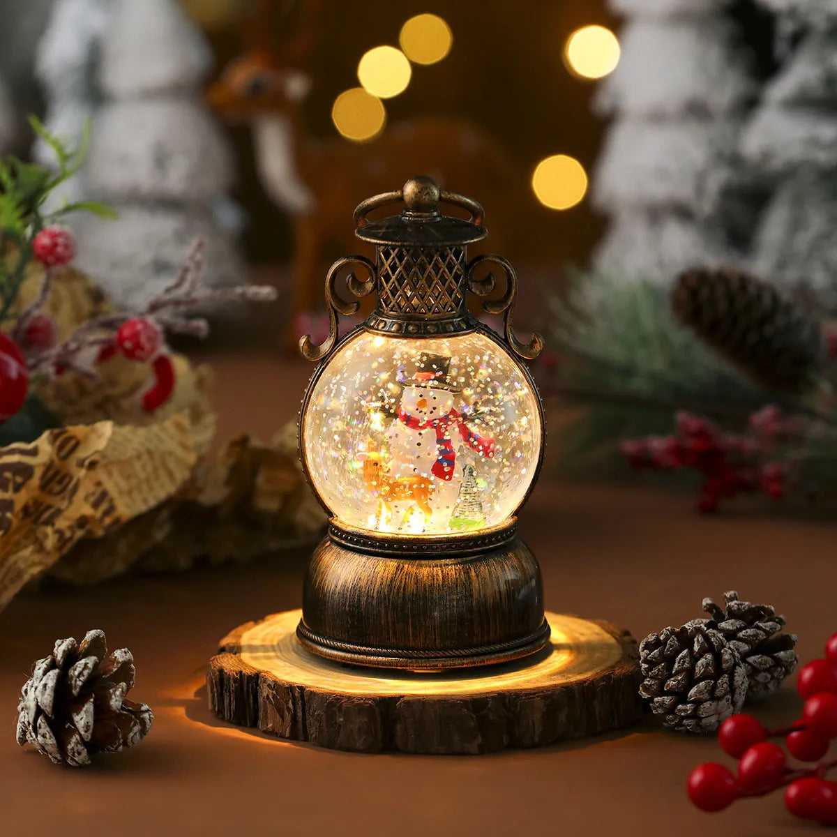 USB music snowflake Christmas light resin ornament with snowflake pattern, 88 × 15 cm, four styles including old man holding bear