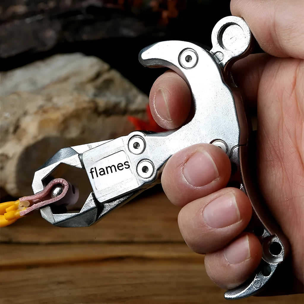 Zinc alloy archery release aid with two-axis harpoon clip mechanism