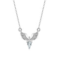 Women's sterling silver eagle pendant necklace on an adjustable O-ring chain in white gold colour.