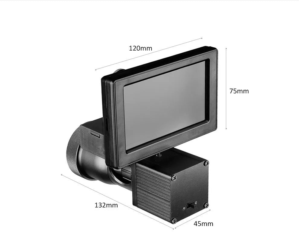 Black digital infrared monocular night vision device with 4.3-inch screen and 25mm lens.