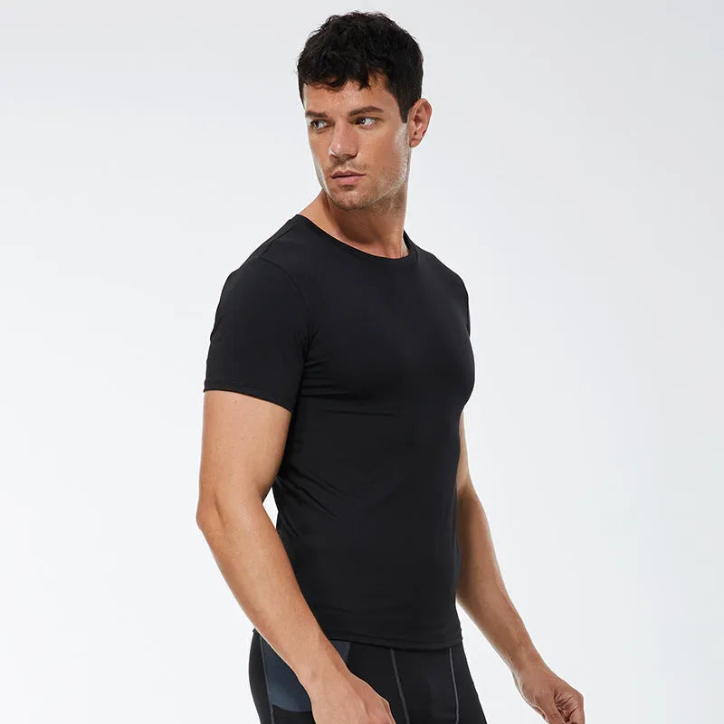Men's stretch quick drying short-sleeved fitness shirt in multiple colours