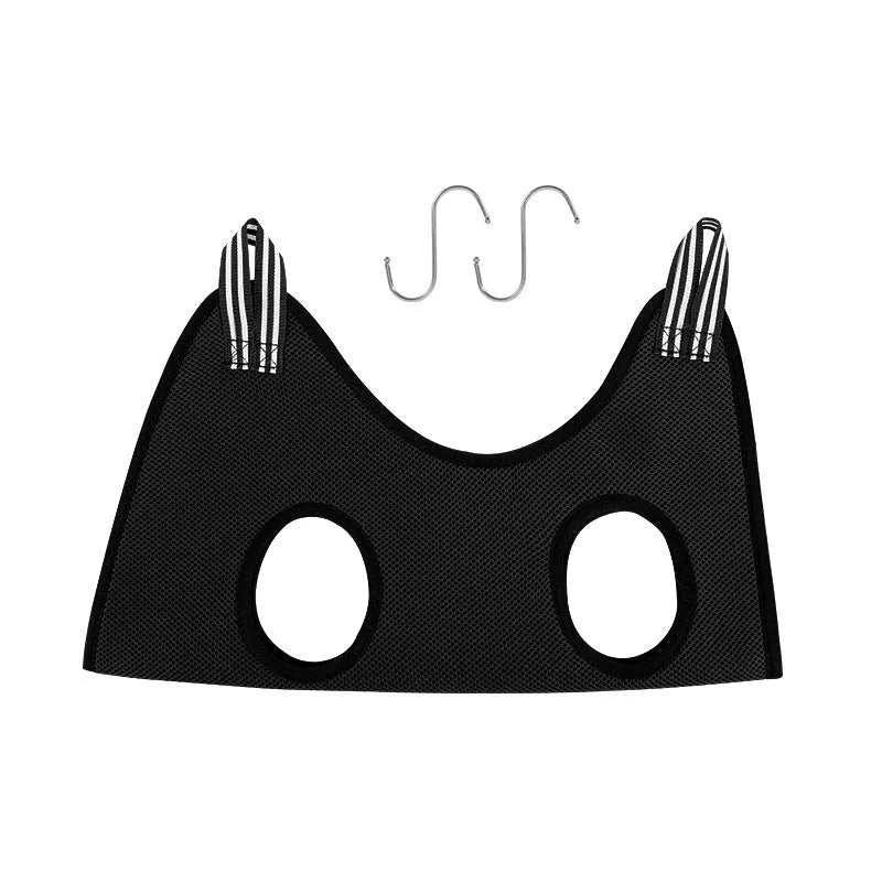 Pet grooming hammock for small medium dogs and cats with metal hooks, breathable cloth, in black colour