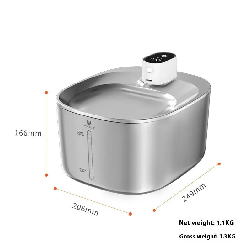 Stainless steel rechargeable automatic pet water dispenser with 4 litre capacity for cats and dogs