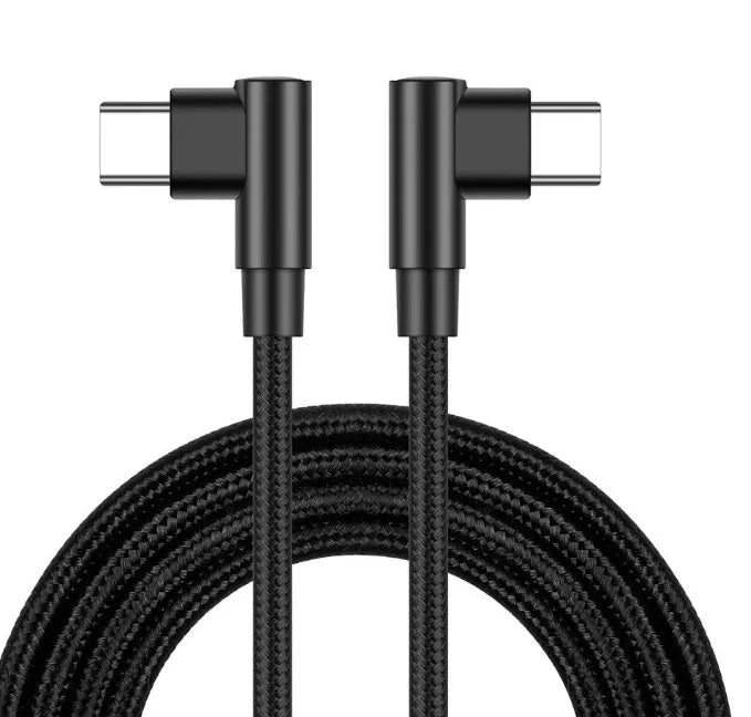 Double-ended Type-C nylon braided PD fast charging data cable, 2m, black on a plain background