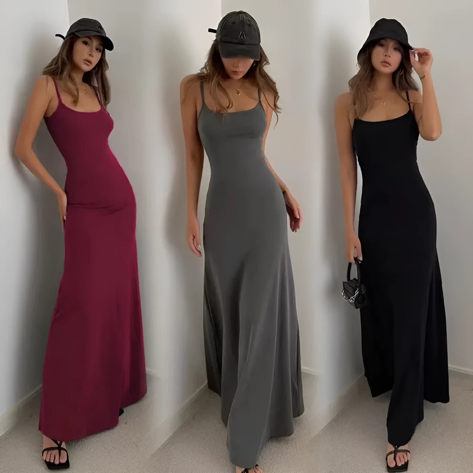 Sweet And Spicy waist-cinching backless dress long skirt asymmetric shoulder polyester women's black