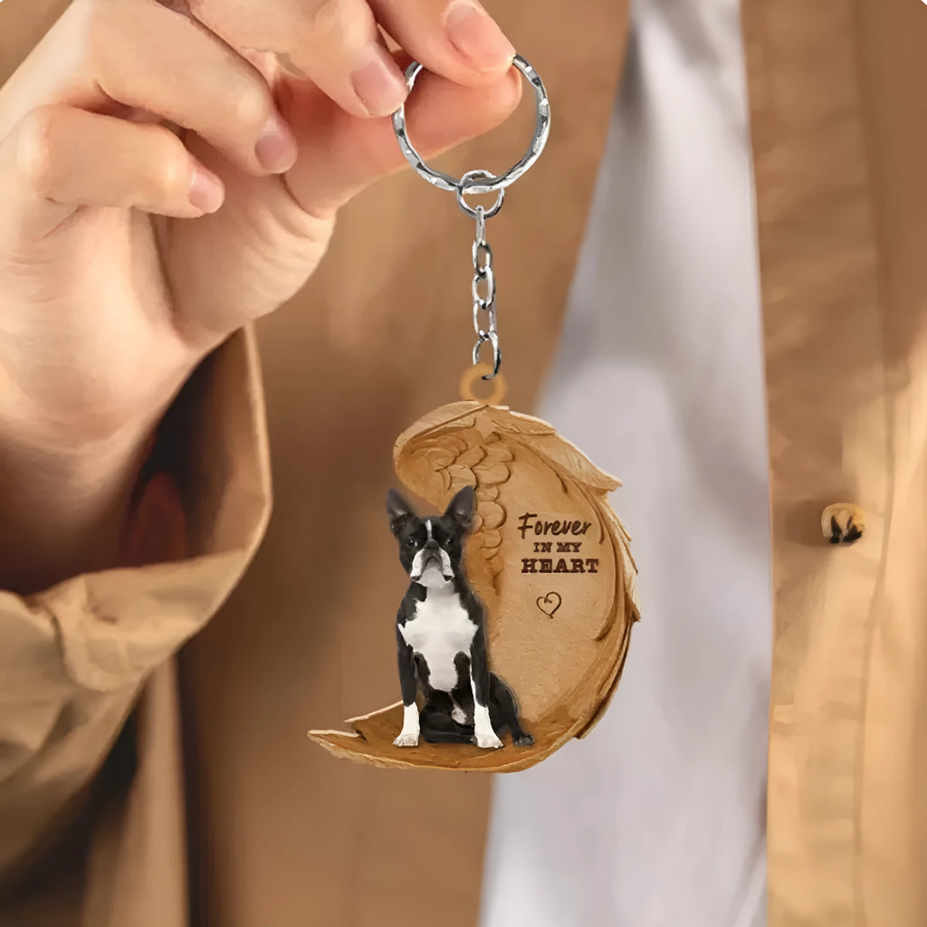 Cartoon dog angel wings acrylic keychain pendant in 80 colour options, single pack