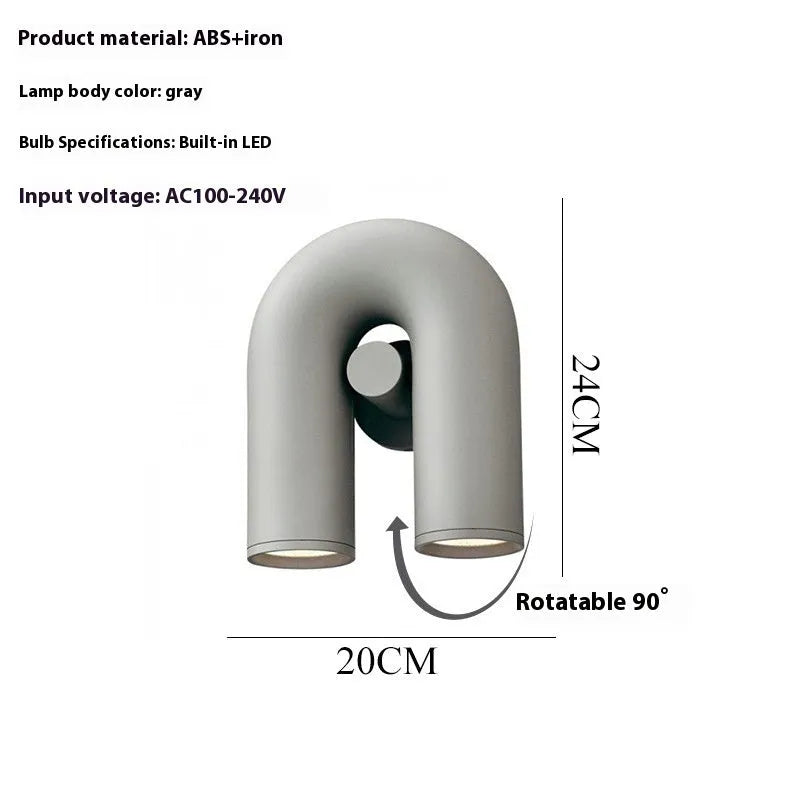 Macaron U-shaped creative wall lamp in modern simplicity style, 220V, available in orange, blue, gray, and black