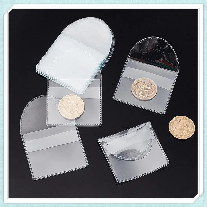 Transparent PVC soft coin pouch 5.2x5.5+3.8cm on white background