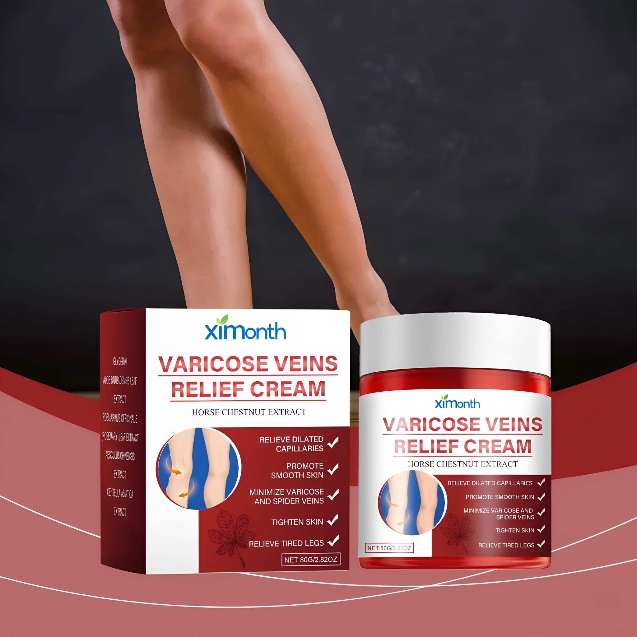 Two 80g containers of Leg Care Cream for body and leg moisturisation