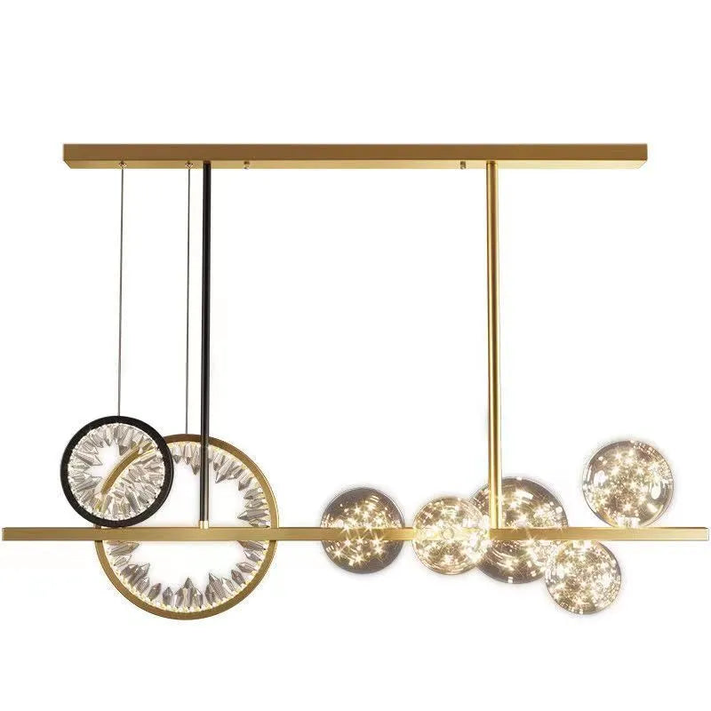Glass chandelier ceiling light with remote control, iron frame, 95cm diameter, warm light, installed in a living room