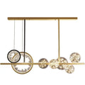 Glass chandelier ceiling light with remote control, iron frame, 95cm diameter, warm light, installed in a living room