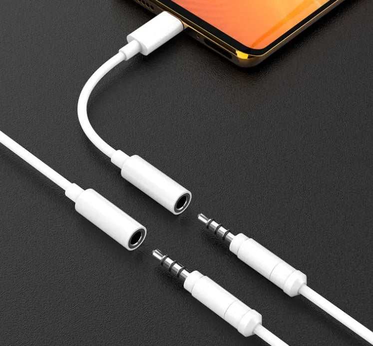 White Type-C to 3.5mm headphone digital audio adapter cable for Xiaomi Samsung Huawei smartphones