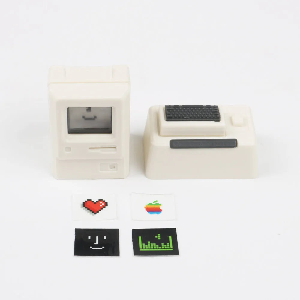 Macintosh style transparent mechanical keyboard keycap in retro, white, or black colour