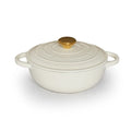 Cream white cast iron soup stew pot with lid, 24cm, uncoated interior, enamel finish