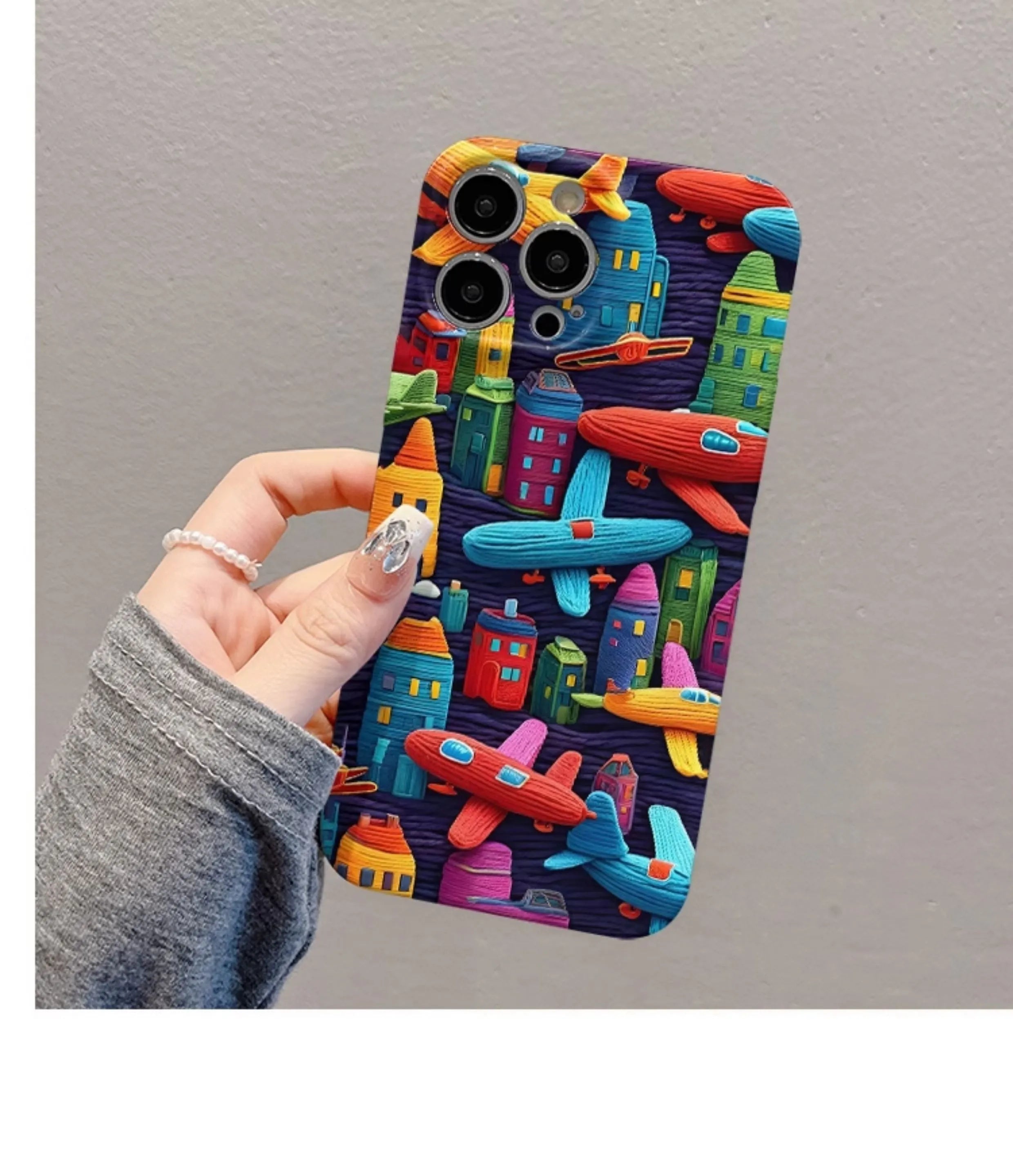 Oil painting minimalist airplane print TPU phone case for iPhone with fall protection