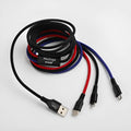 Type-C three-in-one data cable 2 metres nylon braided wire white colour with three charging heads