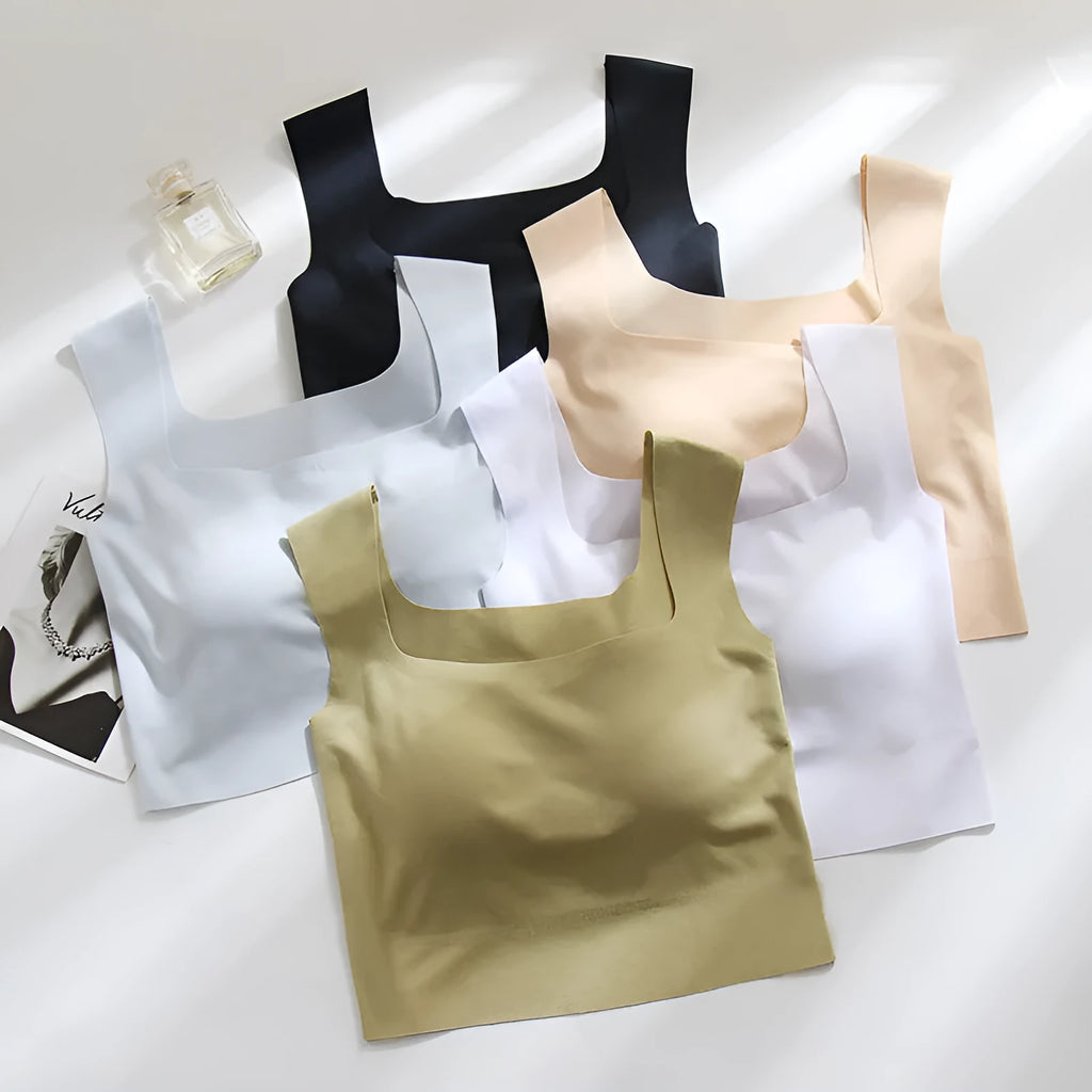 Women's non-marking fixing cup sling vest with chest pad in light sports style