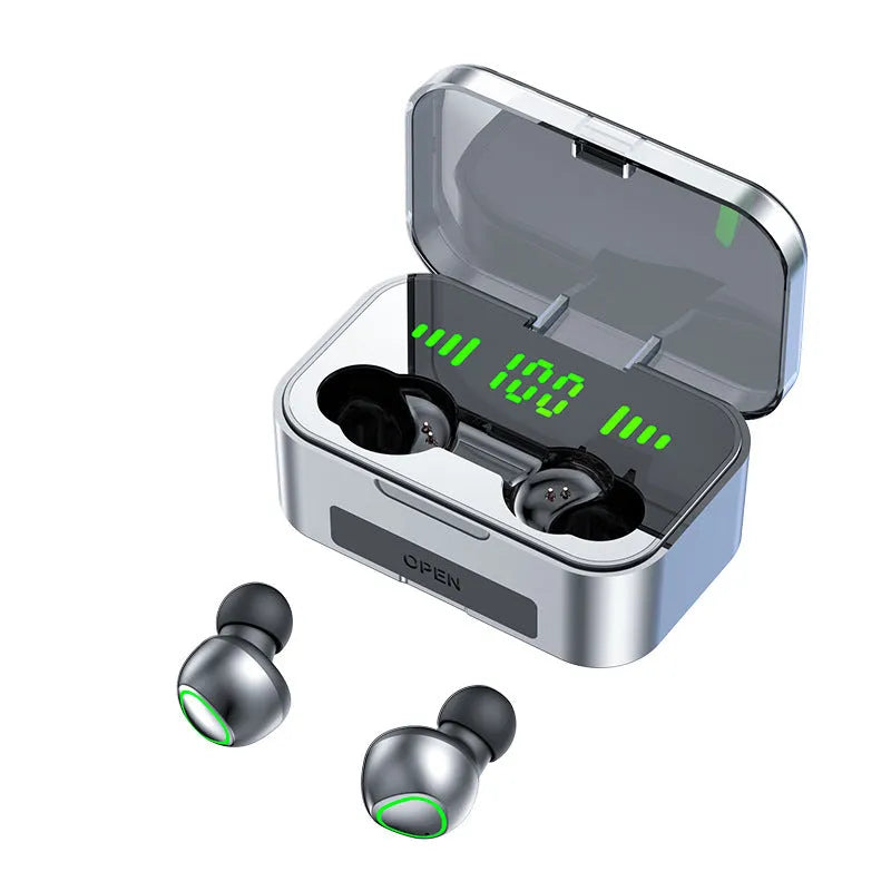 Wireless Bluetooth TWS sports earphones with touch controls in various style options.