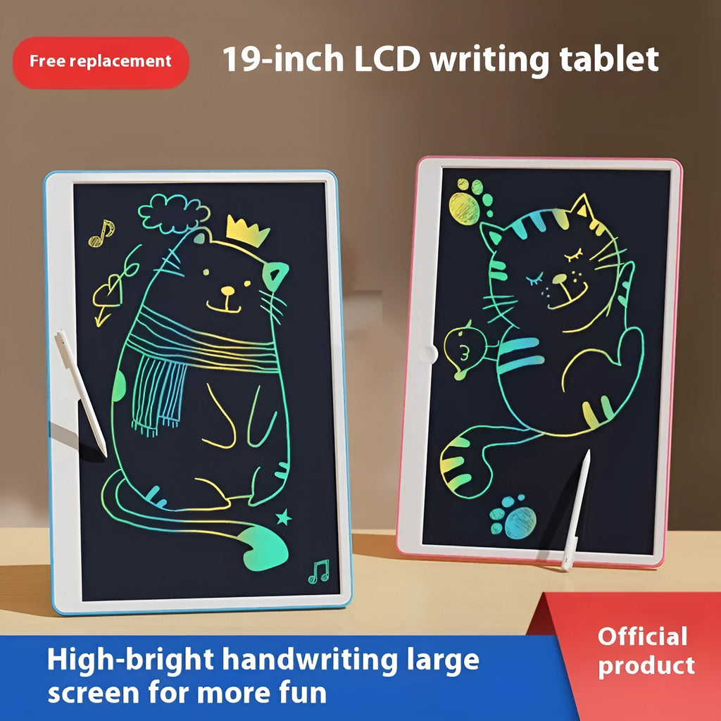 19-inch rechargeable LCD children's drawing board in blue and white colours
