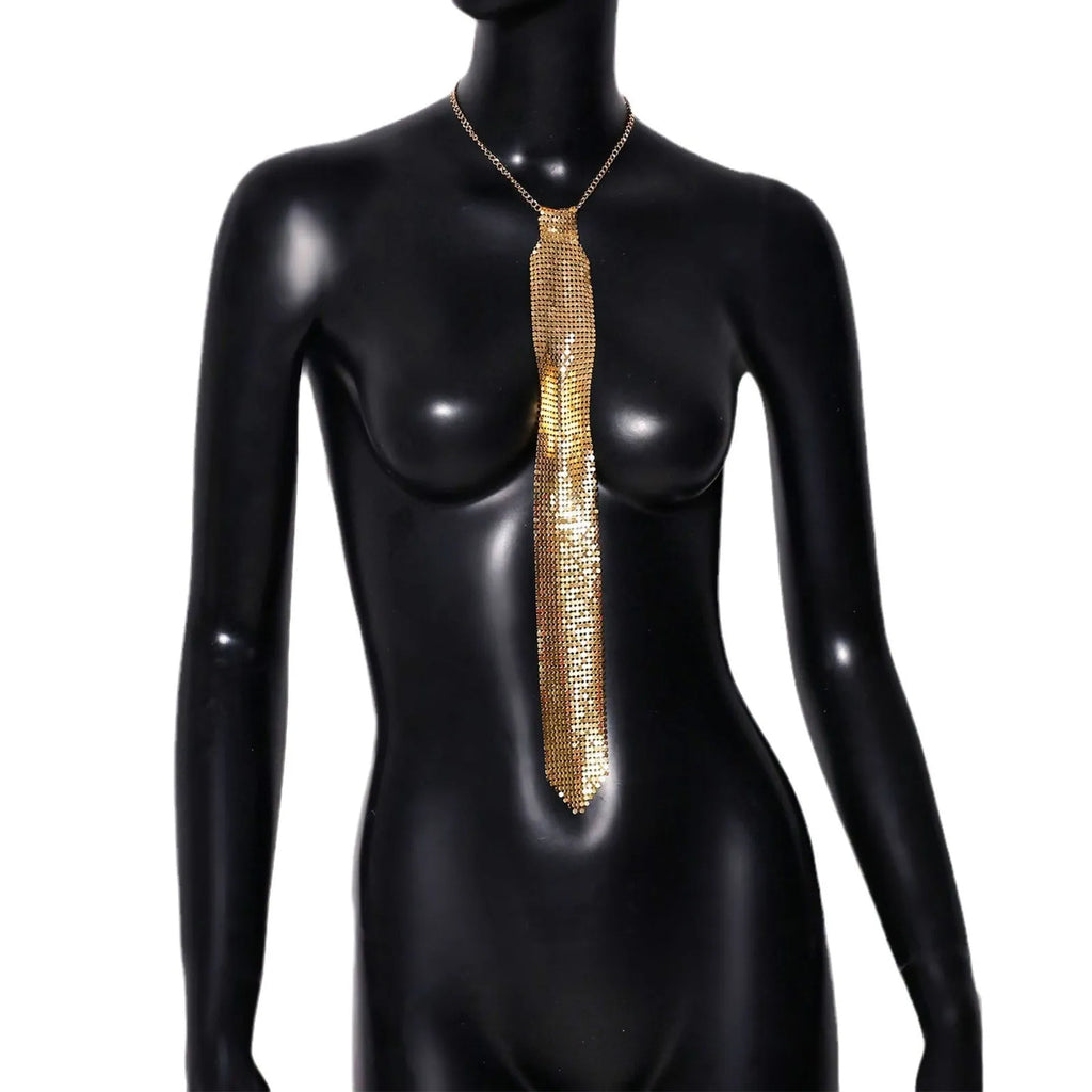 Silver metal sequins arrow-style bow tie for adult party or music festival wear