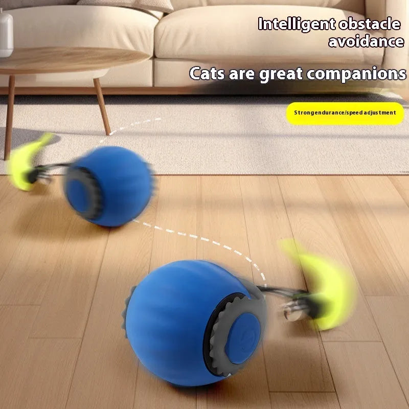 Automatic gravity sensor cat toy ball with Type-C charging port in blue colour