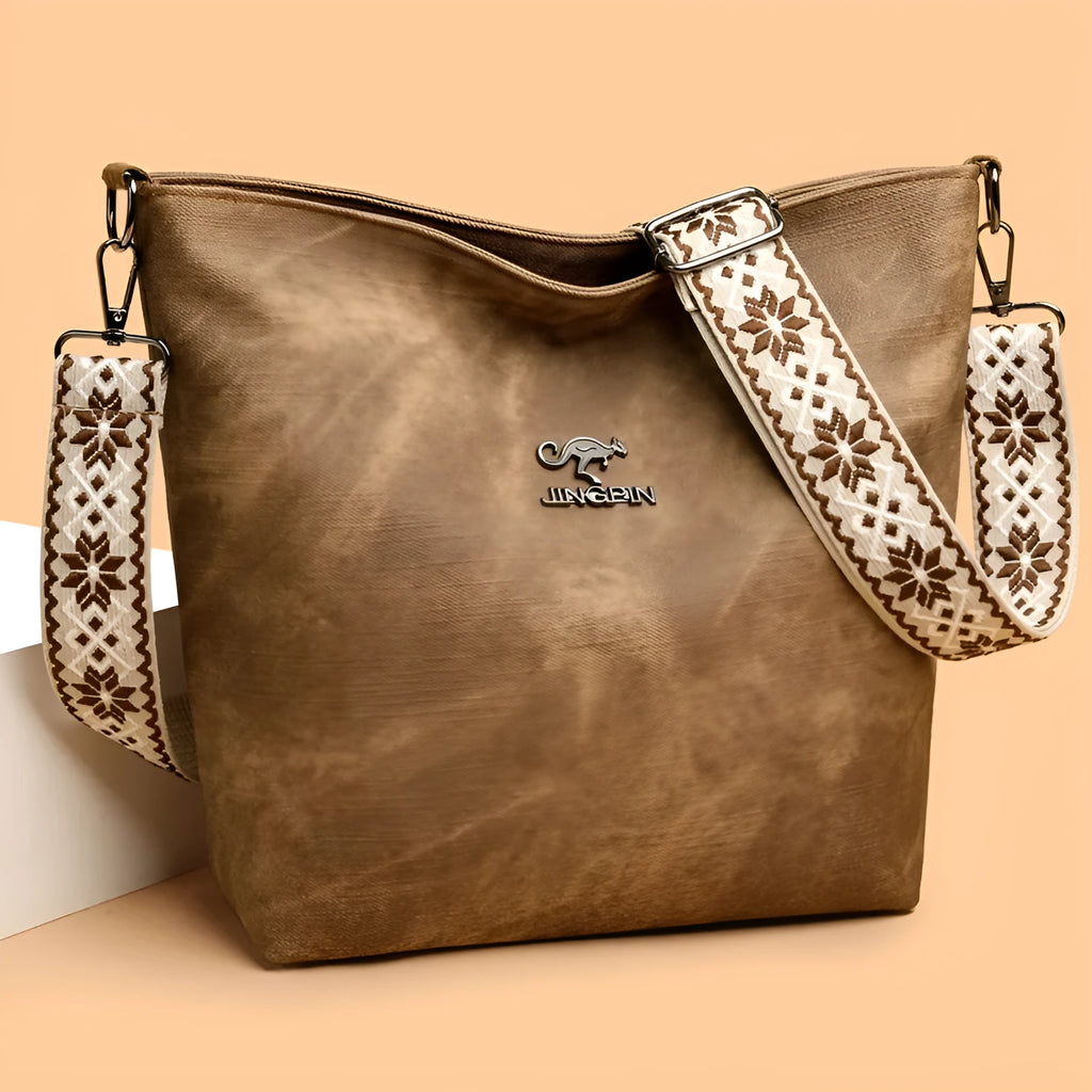 Soft PU crossbody bag in pink, grey or yellow with large capacity and adjustable shoulder strap