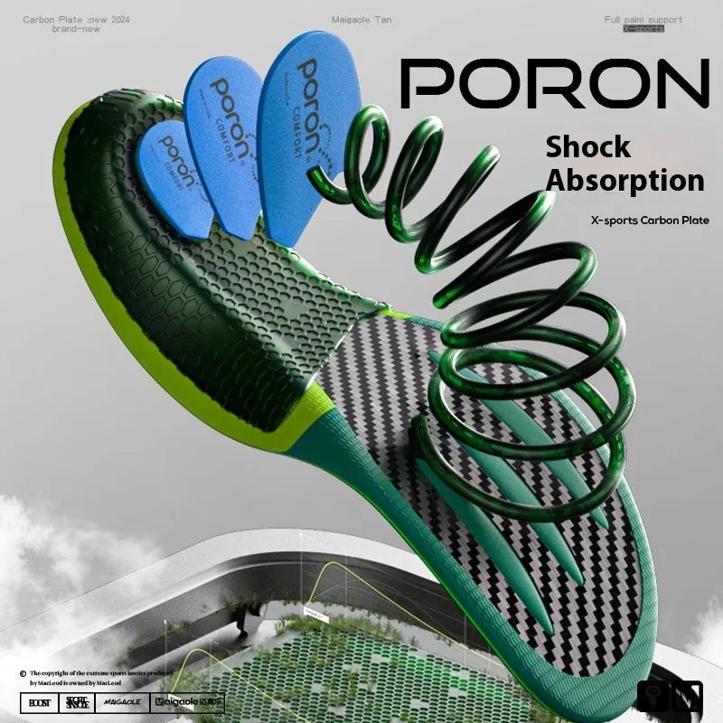 Special insole for marathon racing with carbon plate in red and green colour options