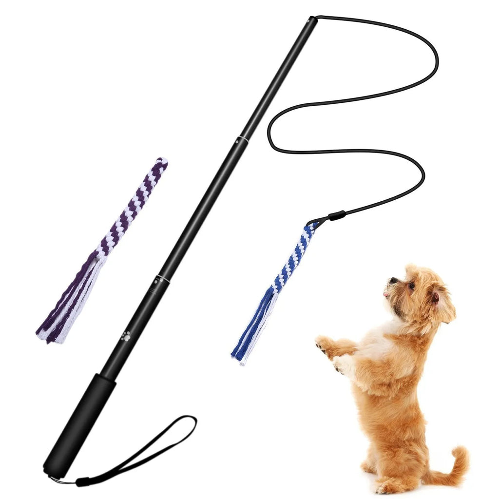 Telescopic funny dog stick cat teaser aluminium alloy rod for pet training black small size