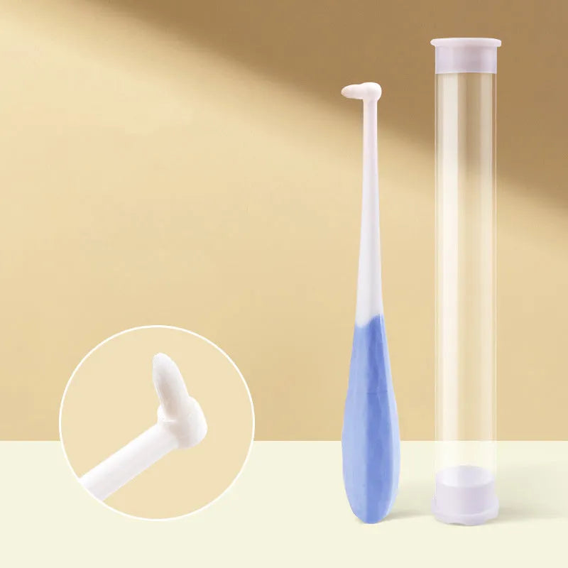 Cat toothbrush with anti-slip handle, 15cm, for kittens and small dogs, in blue or yellow with flat or pointed head