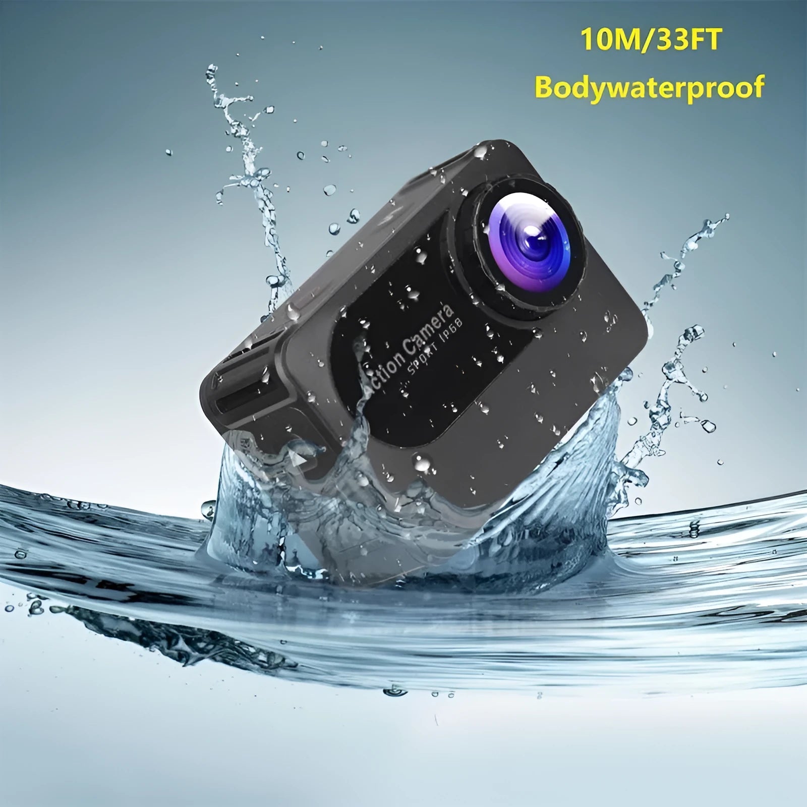 Black outdoor sports camera tachograph with 170° lens and compact 66mm x 44mm x 31mm dimensions