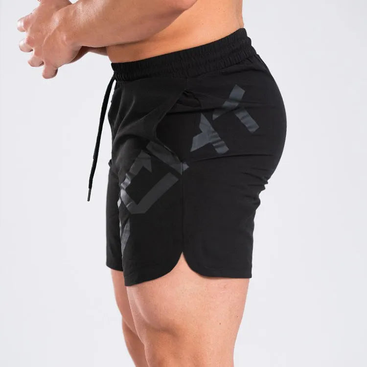 Men's elastic thin training running shorts in knee-length style with quick-drying nylon blend fabric