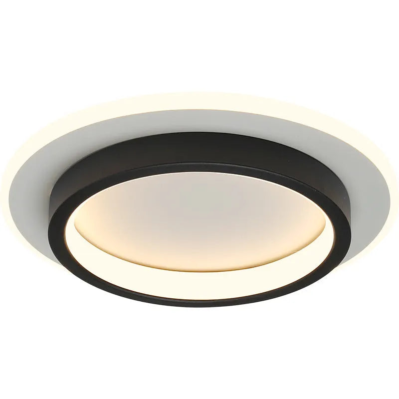 Nordic LED ceiling light surface mounted on hallway ceiling, black finish, warm light on