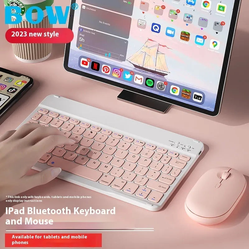 Bluetooth tablet keyboard in white with compact portable design for girls