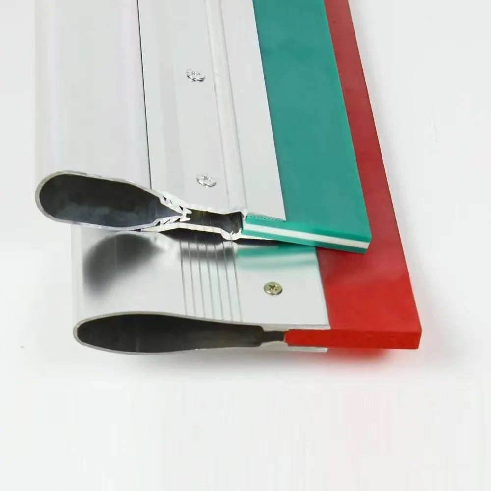Green aluminium alloy scraper tool showing 50cm length and 10cm wide blade with metal handle