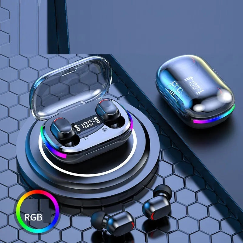 Wireless Bluetooth TWS sports earphones with touch controls in various style options.
