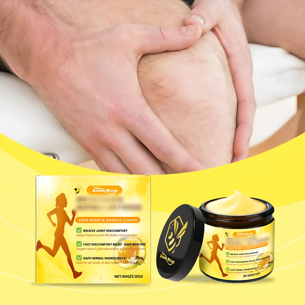 Joint Relief Restore Cream 60g jar with mint leaves, bee venom, and acetyl hexapeptide-8 ingredients