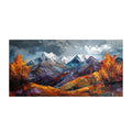 Handmade oil painting on canvas of a snow mountain and autumn scenery, frameless and rolled for home wall decor