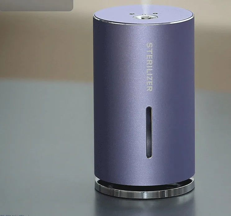 Smart induction spray air humidifier in black, 150ml tank, 1200mAh USB, compact 65x65x115mm